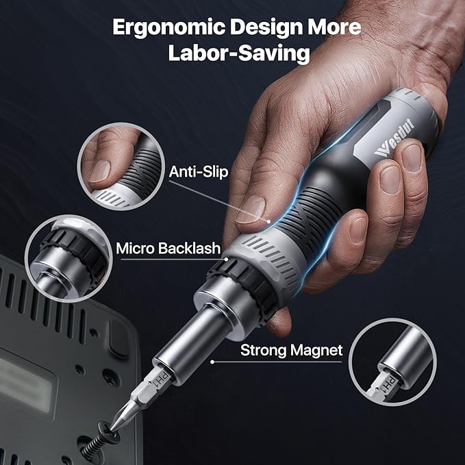 13-in-1 Ratcheting Screwdriver Set Tool All in One, [Built to Last] Screw Driver Set Kit, Flat Head, Philips, Torx, Hex, Square, Repair Kit, Man Gift Nut Driver