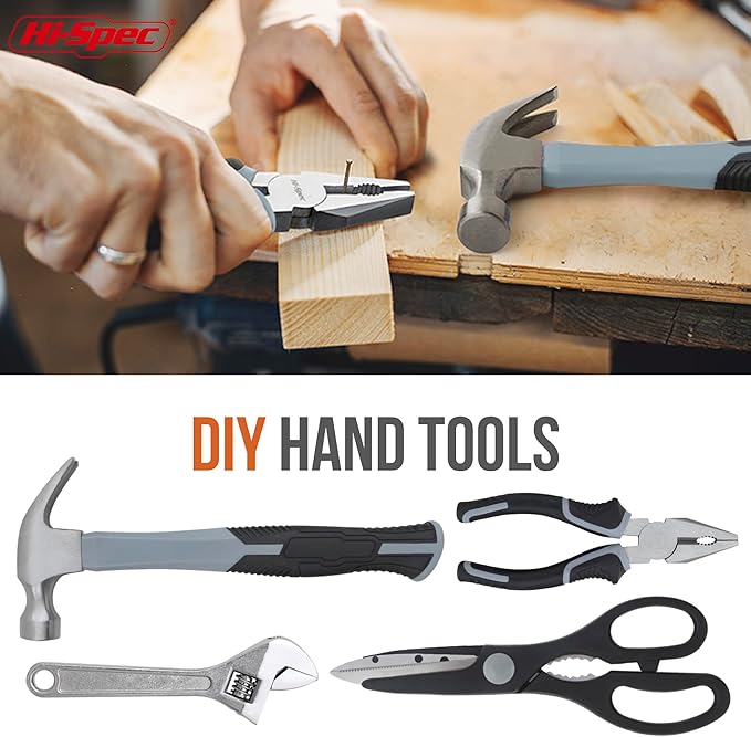 Hi-Spec 54pc General Household Tool Set – Home & Garage Hand Tool Kit with Toolbox Storage Case for DIY, Basic Repairs, Apartment, First-Time Homeowner & Everyday Home Maintenance