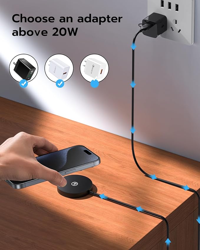 NewQ Magnetic Wireless Charging Pad, Certified 15W Wireless Charger Mag-Safe Compatible with iPhone 16/16 Plus/16 Pro/16 Pro Max/15/14/13/12 Series (2Pack)