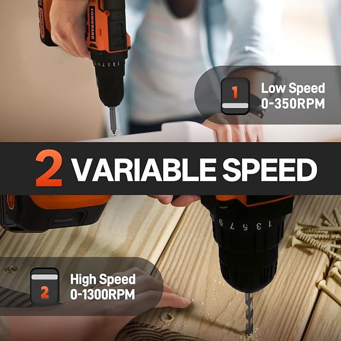 COMOWARE 171-Piece Home Tool Kit with Drill, 20V Cordless Power Drill Combo Set, Complete Household Repair Tools for Men & Women in Garden, Office, DIY Projects