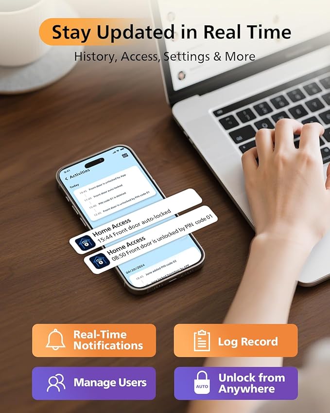 Philips WiFi Smart Lock + Door Handle Set, Built-in WiFi, APP Remote Control, Keypad Door Locks for Front Door, Fingerprint Unlock, Voice Control, Digital Deadbolt Smart Lock, Keyless Entry, Auto Lock