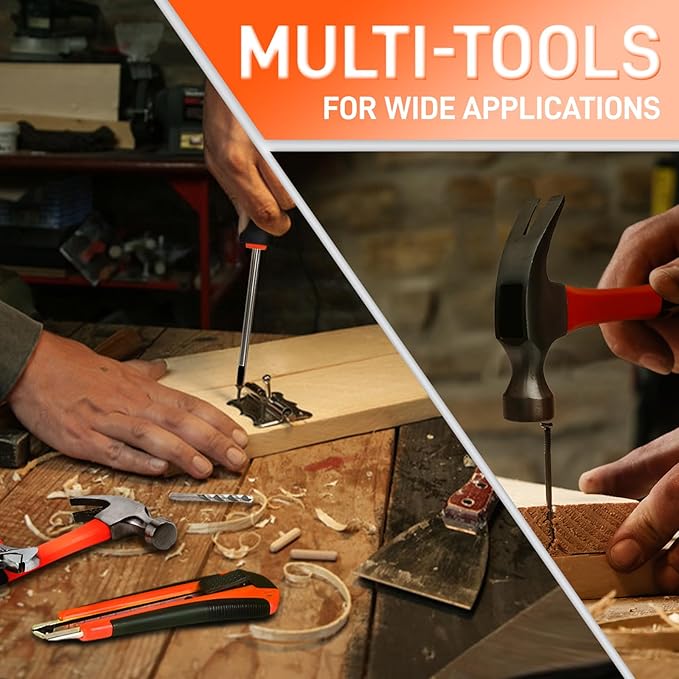 YOUGFIN Tool Kit with Drill 12V, Home Tool Set with Cordless Drill for Men, Power Drill Tool Box with 195 Pieces Household Hand Tools for Office (with 2.0Ah Battery & Charger)