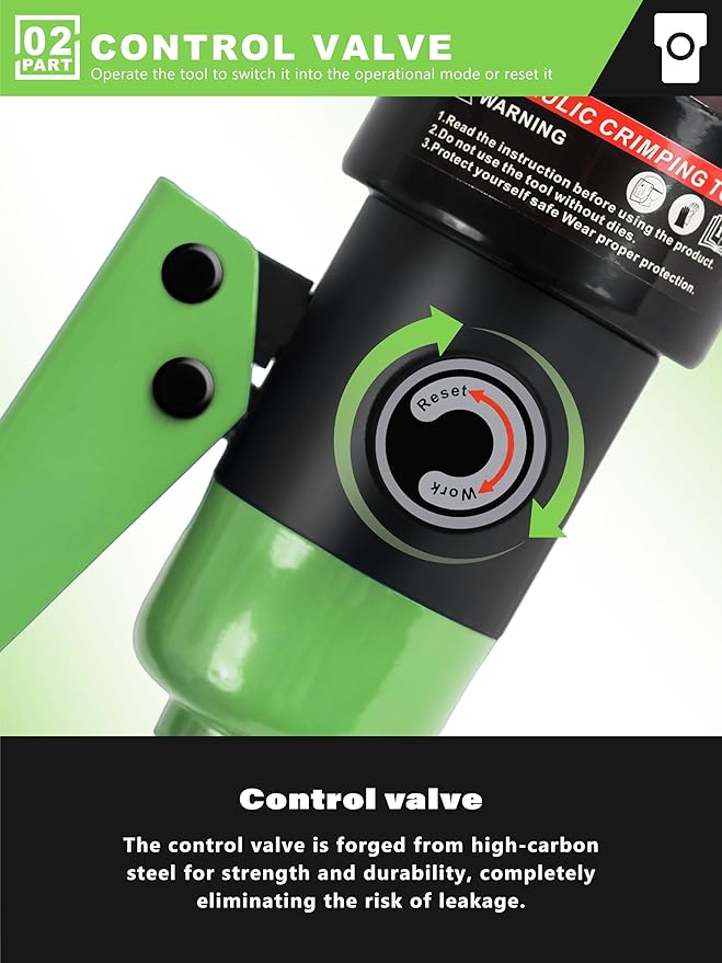 AMZCNC 16 Ton Hydraulic Wire Crimper Battery Cable Lug Terminal Crimping Tool,Crimps 8 AWG to 600 MCM, Cable Crimping Tool with 13 Pairs of Dies