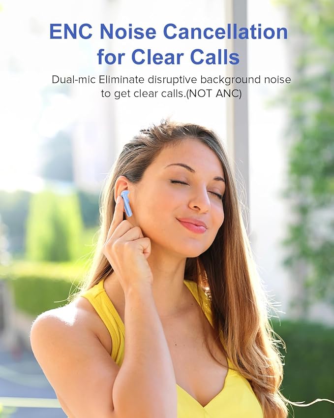 Wireless Earbuds, 42H Playtime Bluetooth 5.3 Headphones, HiFi Stereo Call Noise Cancelling Earbuds, IPX7 Waterproof Stereo in-Ear Earphones with LED Display for iOS Android (Sky Blue)