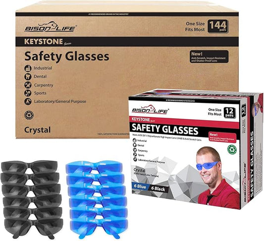 BISON LIFE Keystone Color Lens Safety Glasses | Anti Scratch | Impact Resistance | ANSI Z87.1 Standard | UV 400 Protection