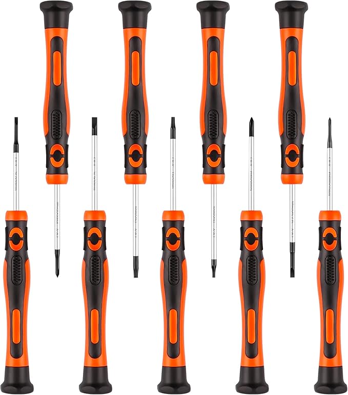 Precision Screwdriver Set 9-Piece Durable Chrome Vanadium Steel Shaft, Magnetic Tip, Ergonomic Grip, and Swivel End Cap (9-Piece)