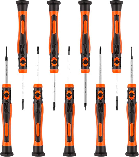 Precision Screwdriver Set 9-Piece Durable Chrome Vanadium Steel Shaft, Magnetic Tip, Ergonomic Grip, and Swivel End Cap (9-Piece)