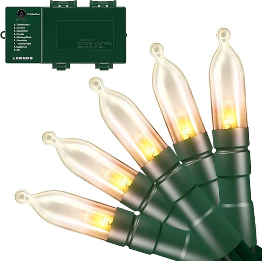 Christmas Lights with Timer Battery Operated String Lights 200 LED 8 Modes String Lights Clear Mini Light Set for Wedding Party Home Garden Wreath, Waterproof, Warm White