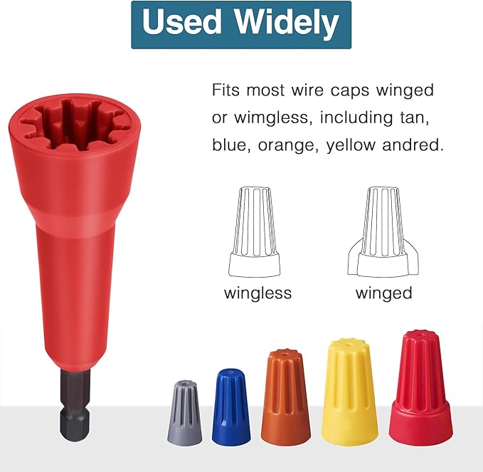 Wire Nut Twister,Wire Twisting Tool,Wire Nut Twiter for Drill,Spin Twist Wire Connector Socket,Wire Connector Driver with 1/4" Chuck,Wire Stripping and Twisting Tool(Wire Nut Twister Red)