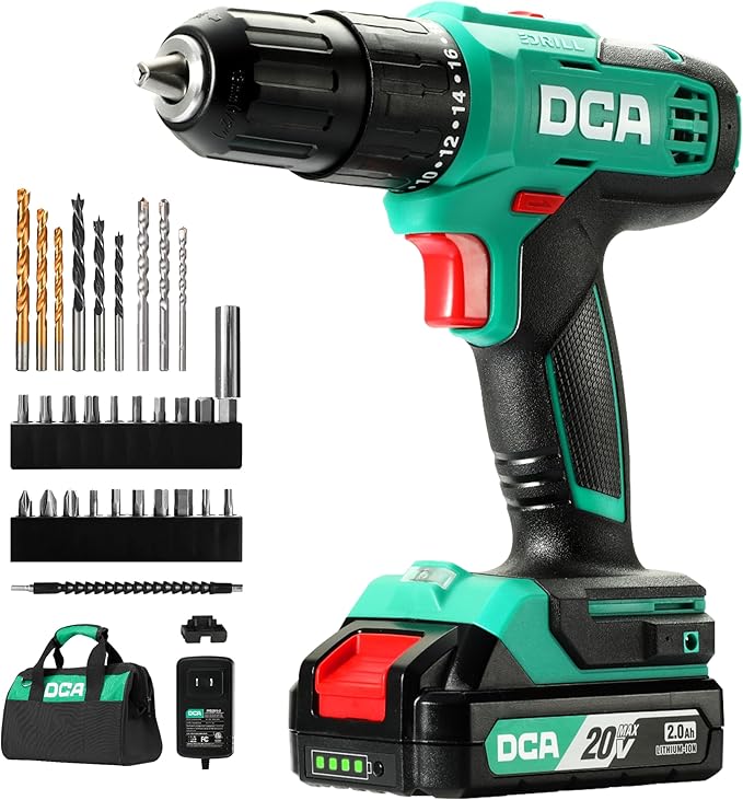 20V Cordless Hammer Drill Set, 354 In-lbs Torque, 1/2" Keyless Chuck, 22500 IPM, 2 Variable Speeds, 18+1+1 Position, Power Impact drill with 14 Drill/Driver Bits for Brick, Metal, Wood ADJZ2035i13