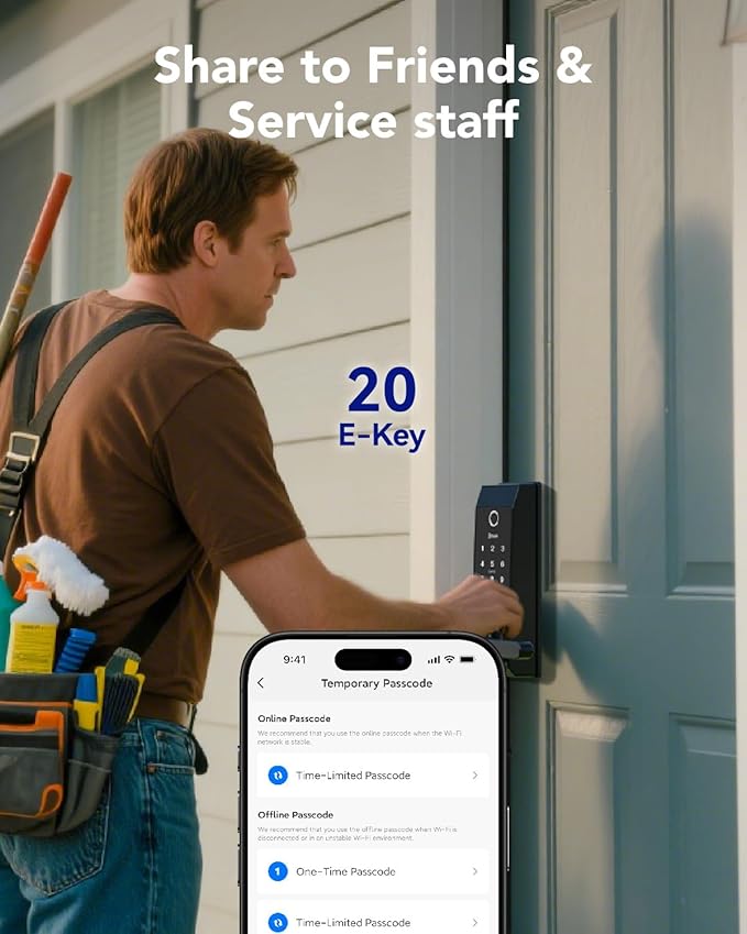 Smart Lock Doorbell Fingerprint Smart Door Lock Deadbolt for Homeowners or Parents Door Lock with Camera and Door Handle for Renters, Keyless Entry Door Lock for Front Door (Contour Sand Nickel)