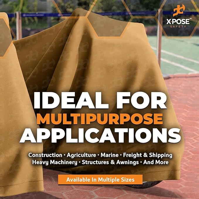 Xpose Safety Canvas Tarp - 10oz Tan Canvas Tarps Heavy Duty Water Resistant with Brass Grommets- Multipurpose Outdoor Tarpaulin for Camping, Canopy, Trailer, Equipment Cover 8' x 8' (2 Pack)