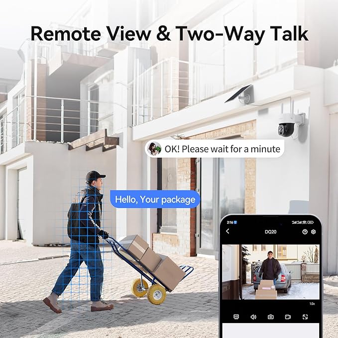 Solar Powered Security Camera System Outdoor with 10" Monitor, 2pcs 2K Wireless Cameras for Home Security, 360° Pan Tilt, True Color Night Vision, 2.4G/5G WiFi, 10CH NVR, 500GB HDD