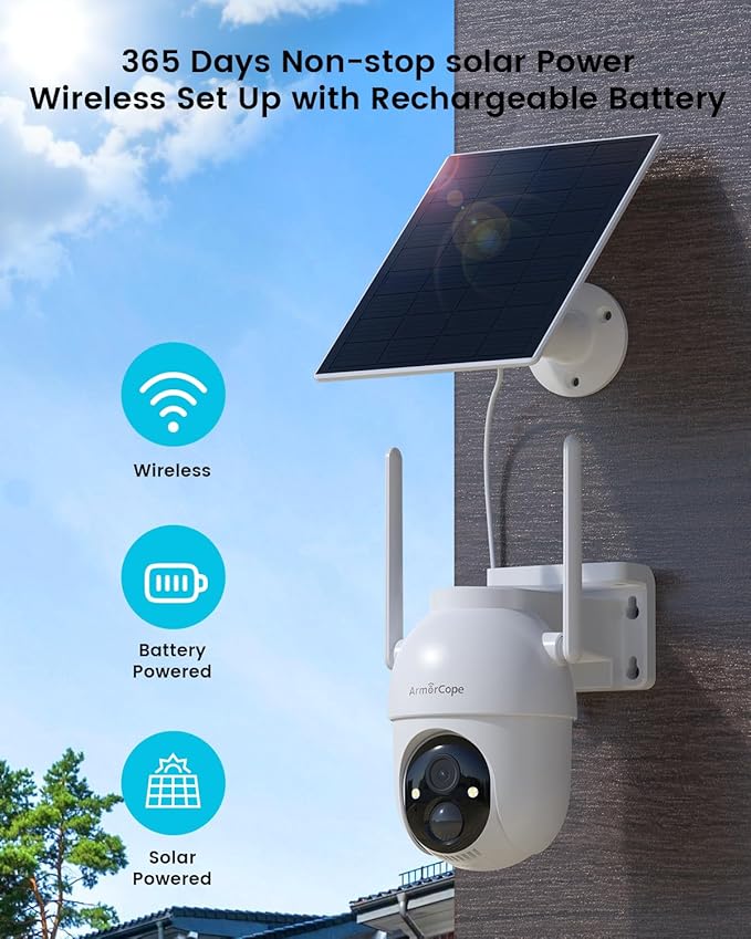 Security Cameras Outdoor Wireless,4 Cam-Kit,No Subscription,360° Pan & Tilt Home Security Cameras System,2K Color Night Vision