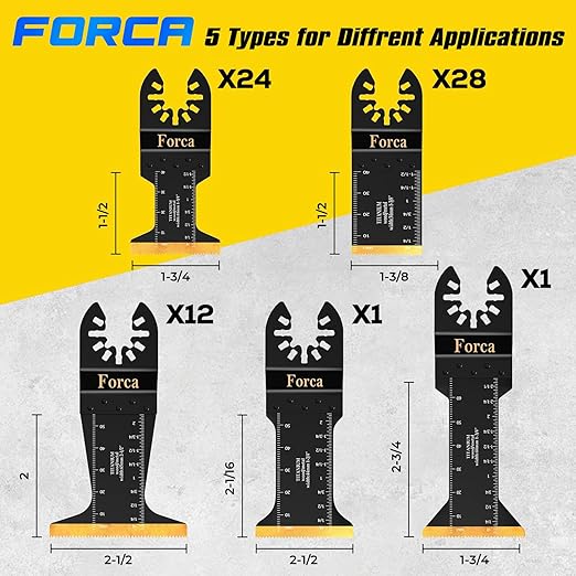 FORCA 66pcs Titanium Oscillating Tool Blades, Universal Multitool Blades for Metal Wood Cutting, Oscillating Saw Blade Kit for Dewalt Bosch Milwaukee Ryobi