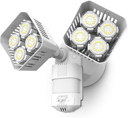 SANSI 7000LM Motion Sensor Outdoor Lights,Brightness LED Flood Lights Outdoor 54W 5000K 700W Equiv IP65 Dusk to Dawn Security Lights with 2 Adjustable Heads 8 Lights for Garage, Yard, Patio, White