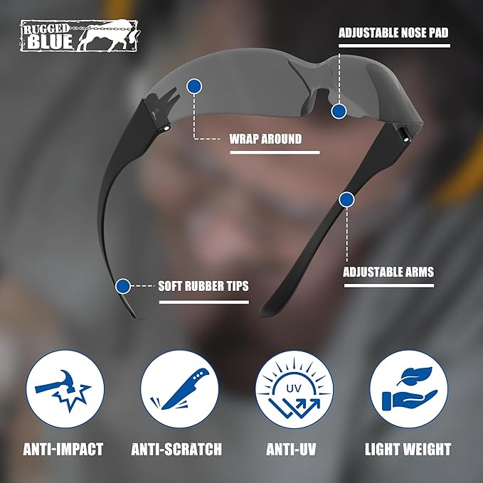 Work Safety Glasses For Men | Ansi Z87 Certified Safety Goggles For Shooting Range | Anti-Scratch Outdoor Glass