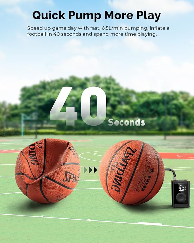 ETENWOLF P300 Plus Ball Pump, Electric Basketball Pump Inflation and Deflation, with 3200 mAh Rechargeable Battery, Air Pump for All Sports Balls