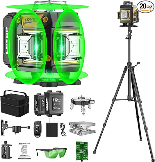 Laser Level 360 Self Leveling with Tripod, 200ft/60m working distance with vertical and horizontal lines, self-leveling mode&IP54 waterproof set