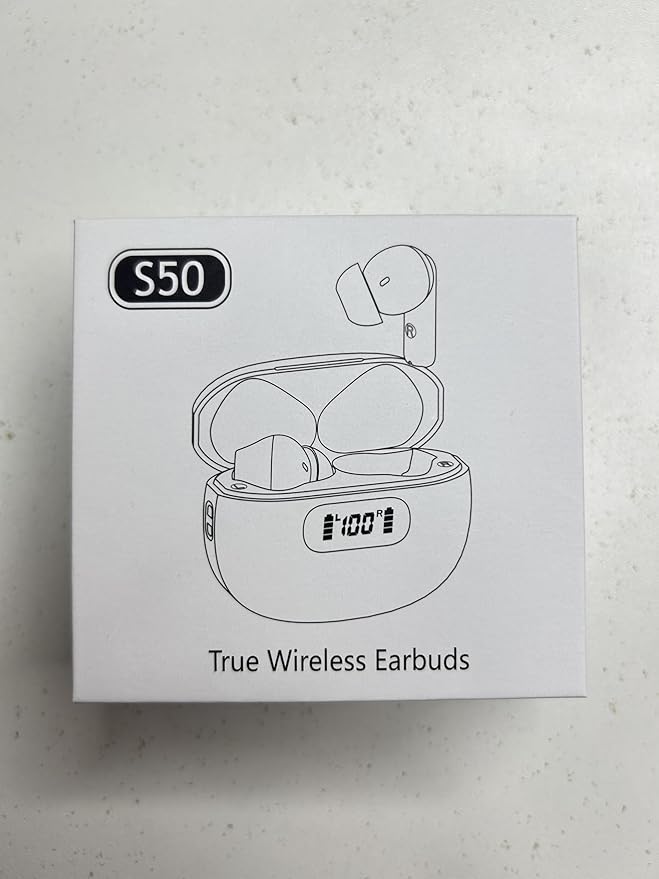 Wireless Earbuds, Bluetooth 5.3 Headphones LED Power Display, 2025 New Wireless Earphones, 4 ENC Noise Cancelling Mic, HiFi Stereo, 48H Playtime Mini Case IP7 Waterproof for Work & Play