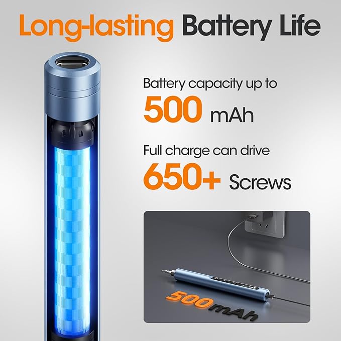 Mini Electric Screwdriver Cordless Set 3.7V, 42-in 1 Magnetic Bits Screwdriver Set with 5 Torque Settings, Demagnetizer/Magnetizer, LCD Display, LED Lights,Repair Tool Kit For Laptop/Phone/Camera/Toys