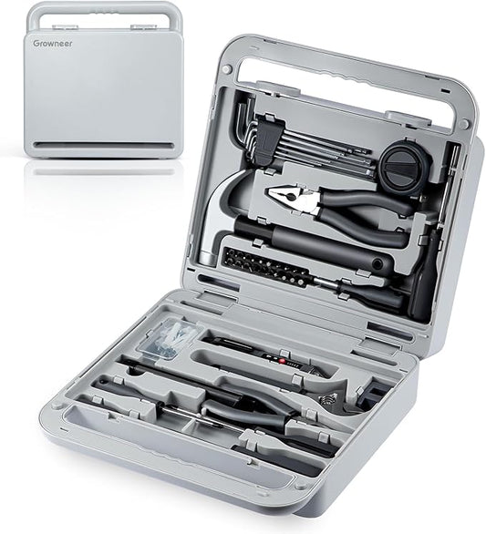 Growneer Tool Set, 241 Piece Home Tool Kit with Durable Metal Tools for Home Repair,DIY,Maintenance,Includes Screwdriver Wrench Hammer Scissors Tape Plier Tool Box Essential Mechanics Tools Kit
