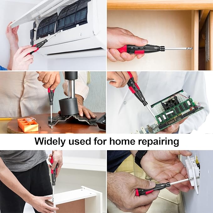 3.6V Cordless Rechargeable Electric Screwdriver - USB-C Charging 3.5Nm Torque, Magnetic Rust-Proof S2 Bits for Furniture Assembly (Red)