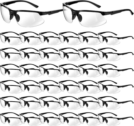 Kathfly 36 Pcs Safety Glasses Work Scratch Resistant Glasses Protective Safety Goggles Eyewear with Lens(White)