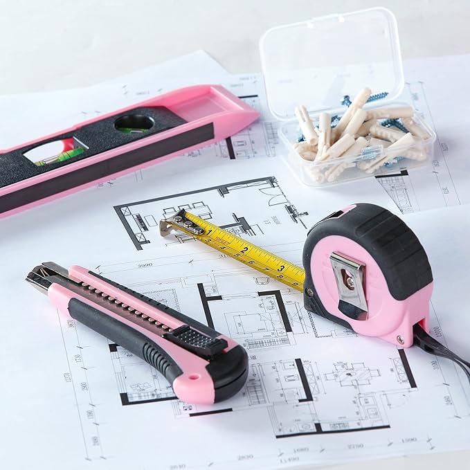 12V 82Pcs Cordless Pink Drill Set - Essential Women's Pink Tool Set, Lady's Basic Home Tool Kit with Pink Tool Bag - All in One Pink Tool Kit Ideal for DIY, Home Improvement