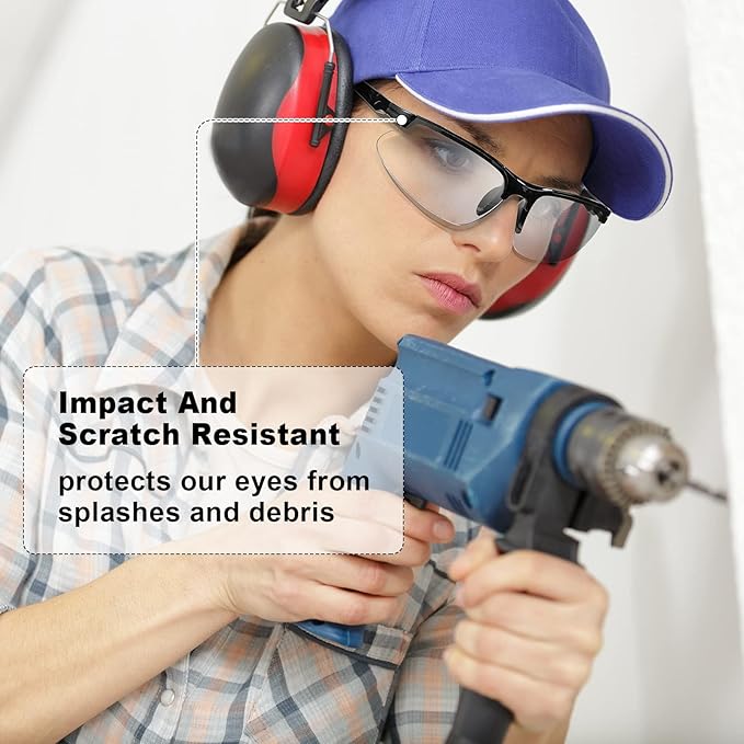 Kathfly 36 Pcs Safety Glasses Work Scratch Resistant Glasses Protective Safety Goggles Eyewear with Lens(White)