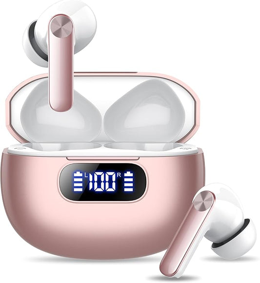 Wireless Earbuds, Bluetooth 5.3 Headphones LED Power Display, 2025 New Wireless Earphones, 4 ENC Noise Cancelling Mic, HiFi Stereo, 48H Playtime Mini Case IP7 Waterproof for iOS Android