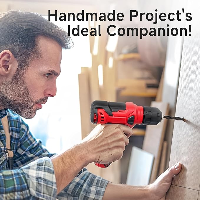 Tool Set - Tool Kit with 8V Cordless Drill, 132 Piece Tool Box with Drill, Home Tool Kits for Men & Women, Hand Drill Set Perfect for Homeowner, Diyer, Handyman - Red