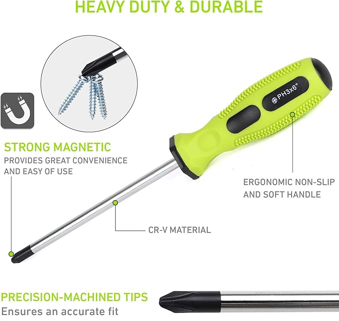 FASTPRO 12-Piece Magnetic Screwdrivers Set with Slotted Phillips Screwdrivers and Precision Screwdrivers, Repair Tool Kit with Storage Bag, Green