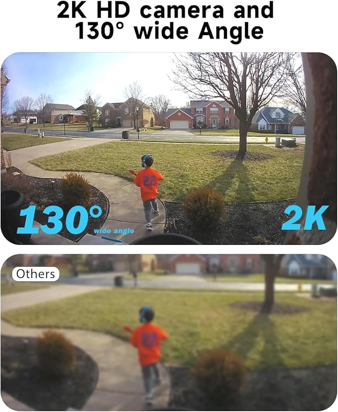 Rraycom Wireless Battery-Powered Security Camera Outdoor with Solar Panel, 2K QHD Resolution, Color Night Vision, 130° Viewing Angle, AI Motion Detection, 2-Way Talk, Cloud/SD Storage