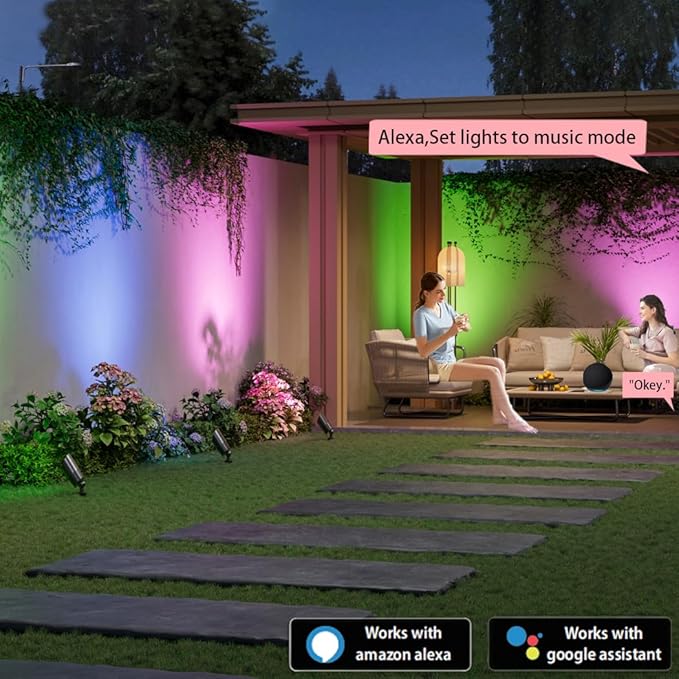 Landscape Spotlights Outdoor 12V Low Voltage with 5W Smart MR16 LED Bulbs,RGB Color Changing Tunable White IP65 Waterproof Directional Uplights for House Trees Yard Patio