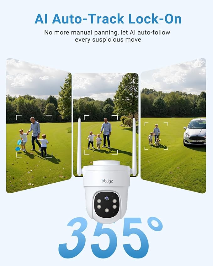 AOV Security Camera Wireless Outdoor with 6W Solar Panel,24/7 Recording Camera for Home Security, WiFi 6, 2K Solar Cameras Outdoor Wireless, 360°PTZ with Night Vision,Auto Tracking