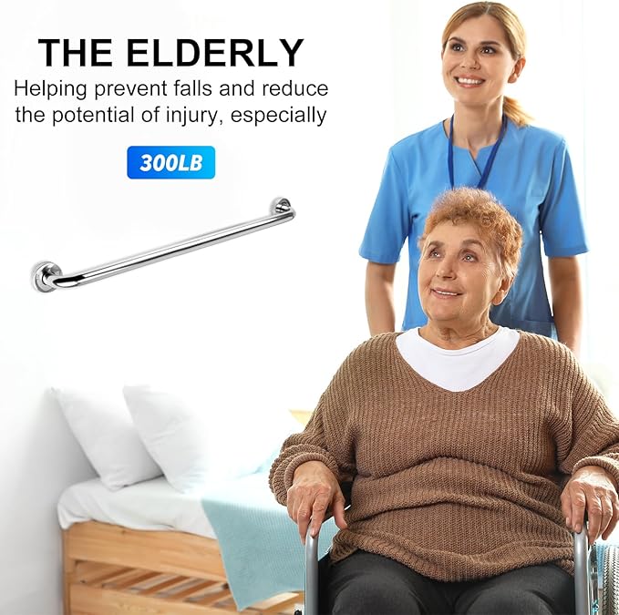 supregear Grab Bars for Shower, 24-Inch Bathroom Safety Handles for Elderly, Stainless Steel Handicap Grab Rail for Kitchen Bedroom Bathtub and Steps