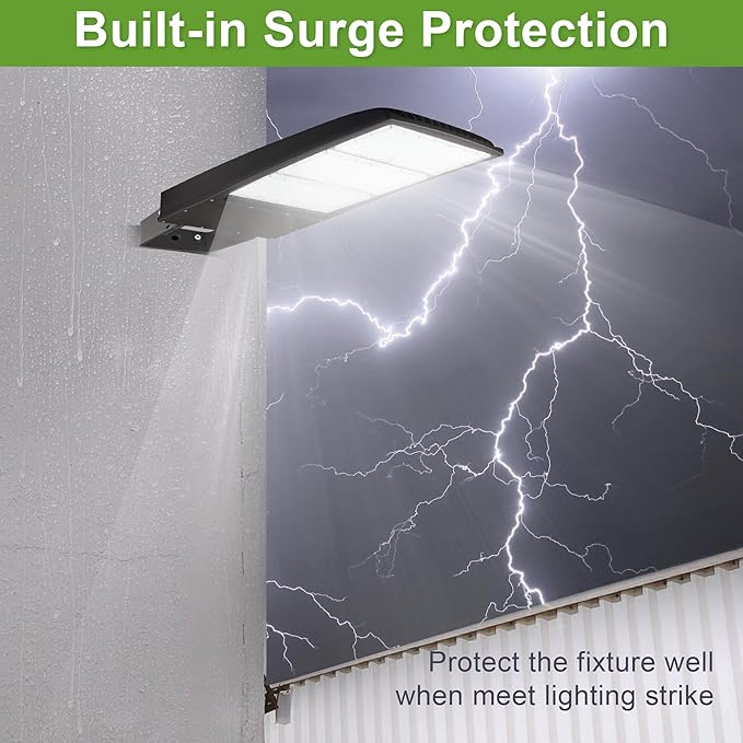 480V 450W LED Parking Lot Light, 277-480VAC Built-in Surge Protection, 1-10V Dimmable, 1000-1500W MH Equiv LED Shoebox Street Area Light, 63,000LM 5000K DLC & UL Certified