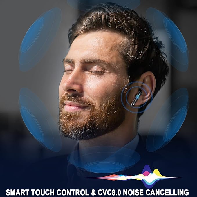 Wireless Earbuds, Bluetooth 5.4 Ear Buds LED Power Display Headphones Bass Stereo, Bluetooth Earbuds in-Ear Noise Cancelling Mic, 40H Playback Mini Case IP7 Waterproof Sports Earphones for Android iOS