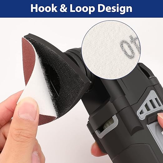 WORKPRO 150PCS Triangle Sanding Pads, 3-1/8 Inch Hook and Loop Fit for Oscillating Multi Tool, 40/60/80/120/180/240 Grit for Sanding, Grinding