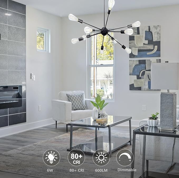 6 PCS ST58 (ST19) LED Edison Bulbs, Dimmable Vintage Antique LED Filament Light Bulbs, 6W Equivalent 60 Watt, Daylight 5000K, 600 Lumens, E26 Base, Clear Plastic