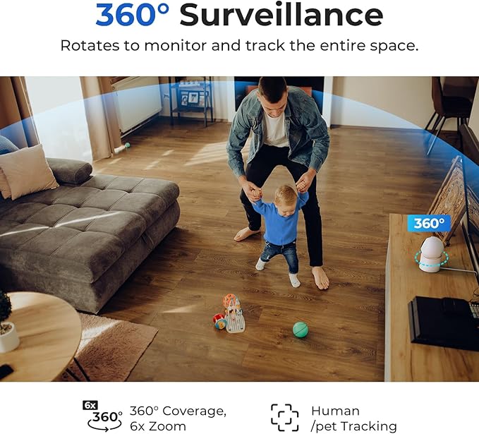 IMILAB C40 4K Indoor Security Camera, Room Camera for Kid/Baby/Pet, 5G WiFi Pan/Tilt Indoor Cam w/Person Pet Track, Powerful AI Detection, Color Night Vision, SD/Cloud Storage, Easy Pairing, Plug in.