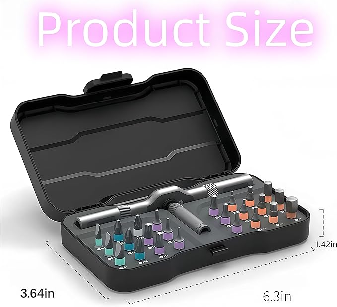 24-in-1 Magnetic Screwdriver Set with Mini Ratchet -Precision screwdriver set, suitable for DIY and home repairs, detachable handle