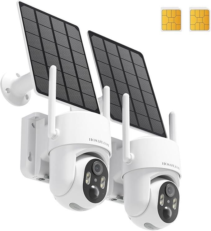 4G LTE Cellular Security Camera No Internet Needed, Solar No wifi Security Camera Outdoor Wireless With SIM Card Jobsite, 2K Color Night Version, 360 Live View, Motion Detection, 2-Way Audio, 2 Packs