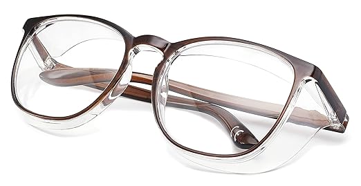 Alsenor Safety Glasses Anti Fog Goggles Protective Eyewear Blue Light Blocking Anti Dust UV Protection Glasses For Men Women (Brown)