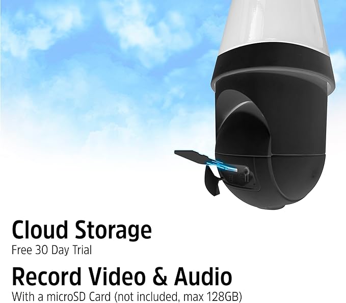 Energizer Smart 2K Light Bulb Security Camera, 1000 Lumens LED Light, 5GHz & 2.4GHz Wi-Fi Outdoor Socket Camera, Auto Tracking, Pan and Tilt, Night Vision, 2-Way Audio, Works with Google Home & Alexa