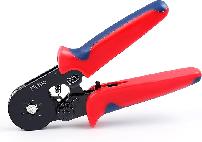 Hexagonal Crimping Tool, AWG23-10 HSC8 6-6 Self-adjusting Ratchet Wire Ferrule Crimper Plier for Wire Terminals Cables End-sleeves