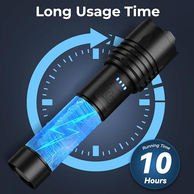 Alicegirl Rechargeable 99000 High Lumens LED Flashlights 2 Pack, Super Bright Flashlight with 3 Modes, IPX6 Waterproof, Powerful Handheld Flash Light for Home Camping Emergency (Black)