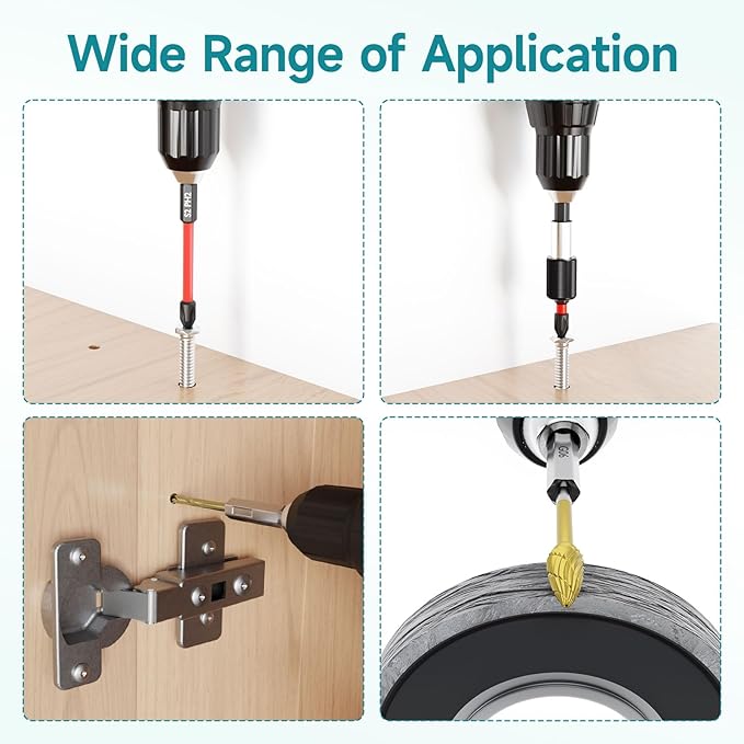 35Pcs Impact Drill and Driver Bit Set with a Storage Case, 28 Magnetic Screwdriver Bits, 3 Hex HSS Drill Bits, 3 Burrs, Magnetic Quick Change Chuck, for Power Screwdrivers
