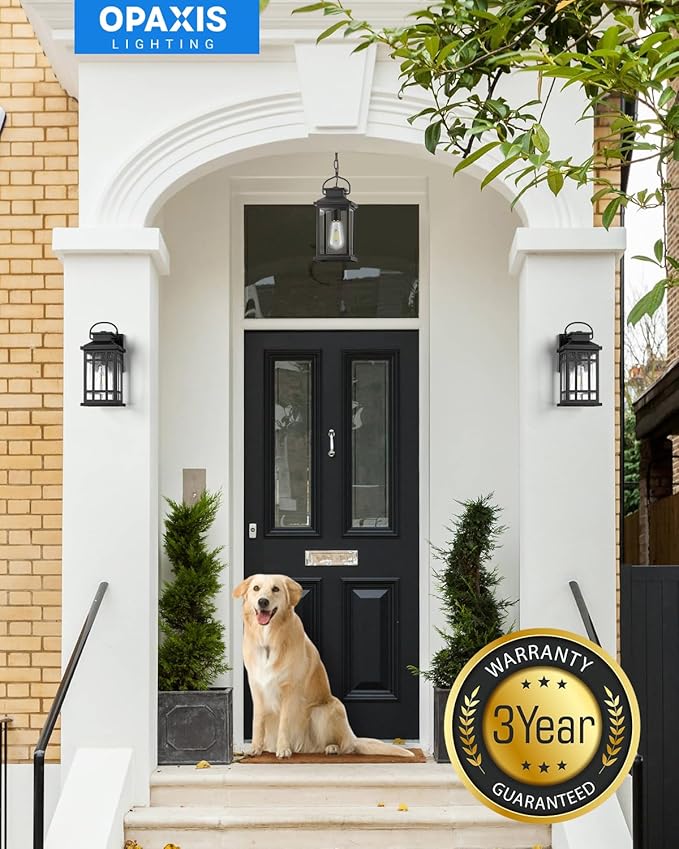 Outdoor Wall Lights Wall Mount, Dusk to Dawn Outdoor Lighting with Tempered Sleed Glass, Anti-Rust Black Outdoor Light Fixture, Modern Outside Porch Lights for House, Patio Exterior Wall Sconce